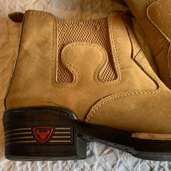 Rodeo Chelsea Square Toe Tan Western Boots with Embroidered Design - Picture 15 of 16